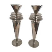 Paire de bougeoirs modernistes design années 50 - 60