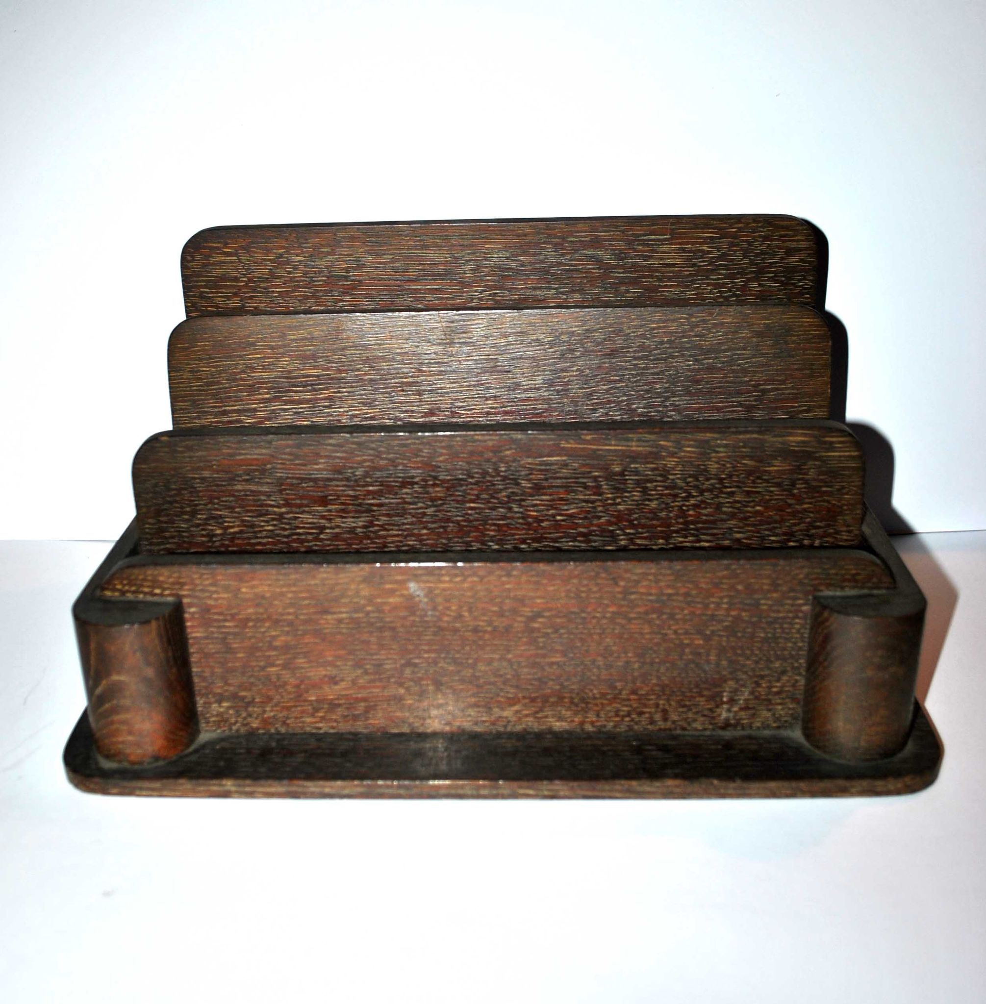 Office kit art deco inkwell and wooden letter holder macassar way 1930-1940