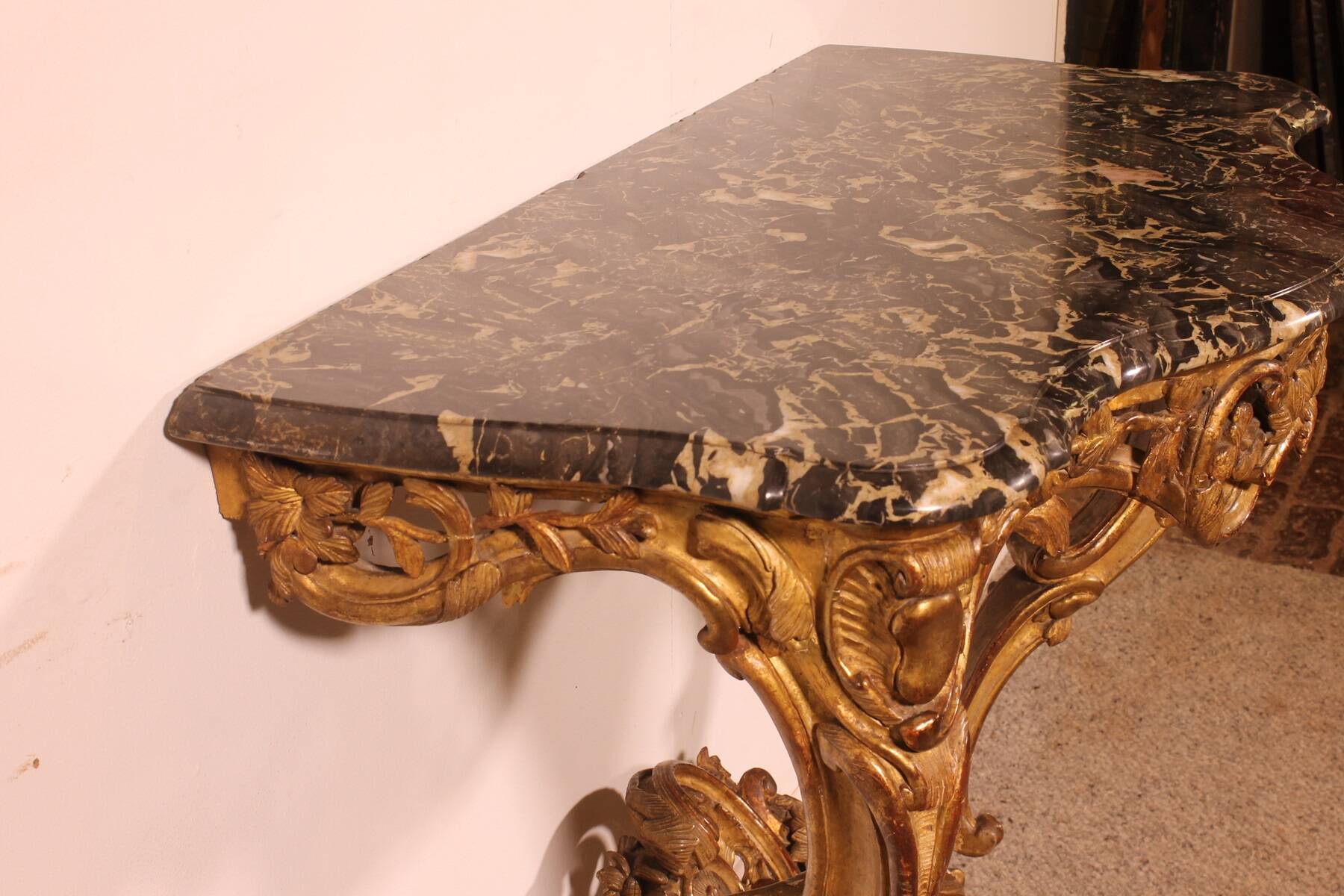 Louis XV period console in gilded wood