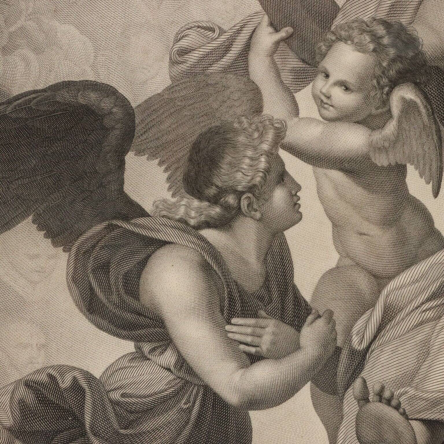 Old etching signed Paolo Caronni "Vision of Ezekiel" 1825
