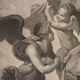 Old etching signed Paolo Caronni "Vision of Ezekiel" 1825