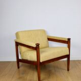 Classic PRL vintage loft armchair 70s yellow cream gold