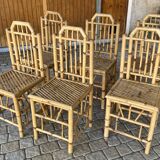 Series Of 6 Real Bamboo Chairs Circa 70