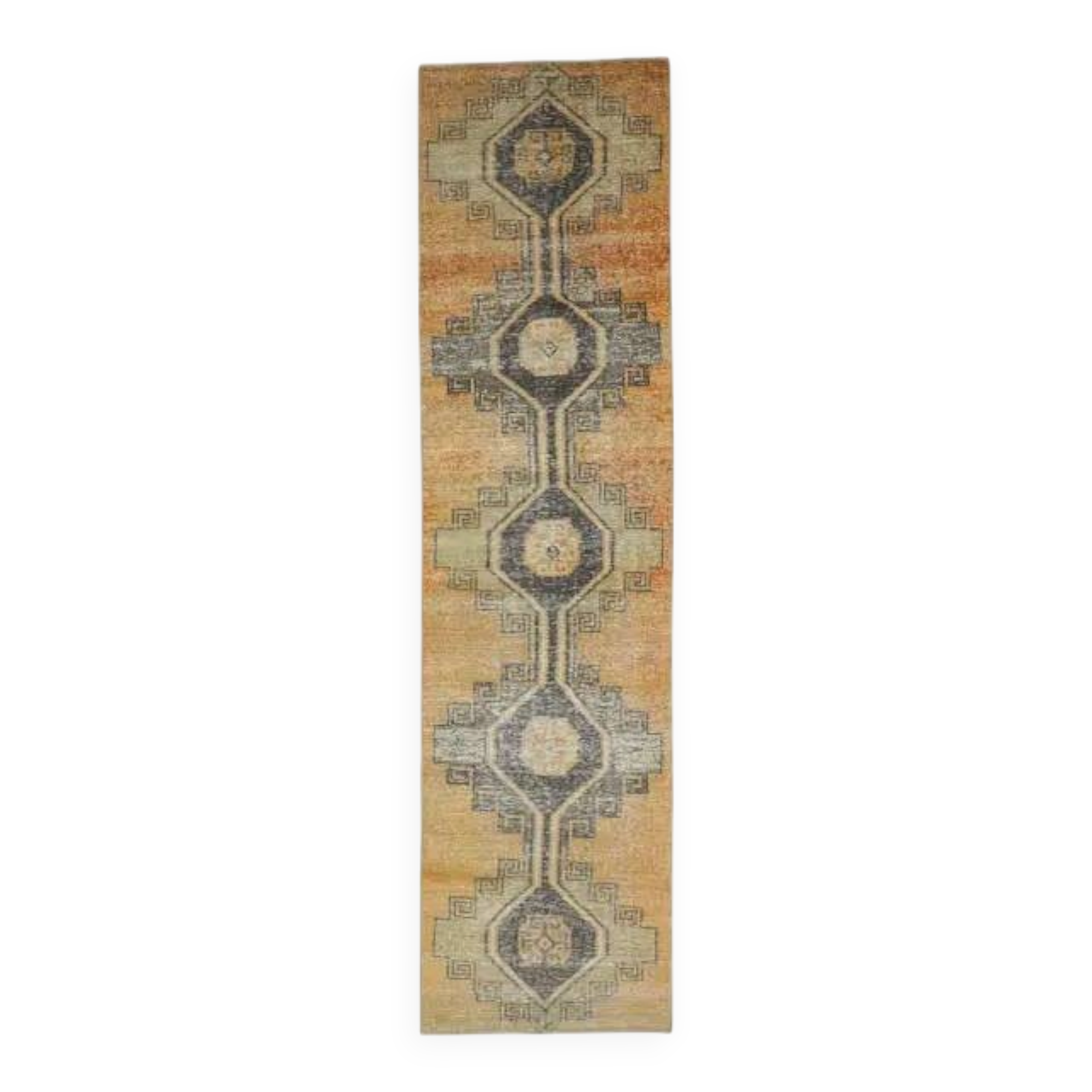 Vintage Turkish Oushak Handmade Wool Runner 89x344