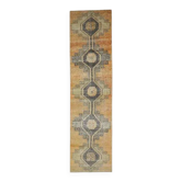 Tapis couloir en laine turc oushak vintage fait main 89x344