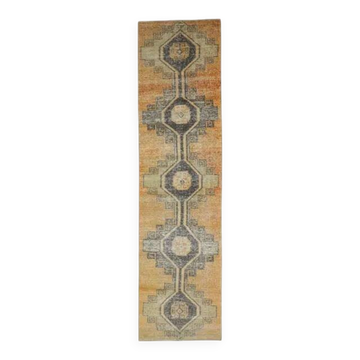 Vintage Turkish Oushak Handmade Wool Runner 89x344
