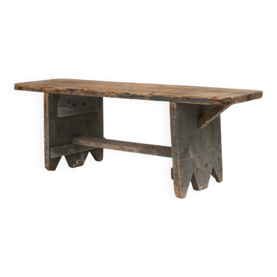 Banc en bois massif gris industriel, France, années 1890.