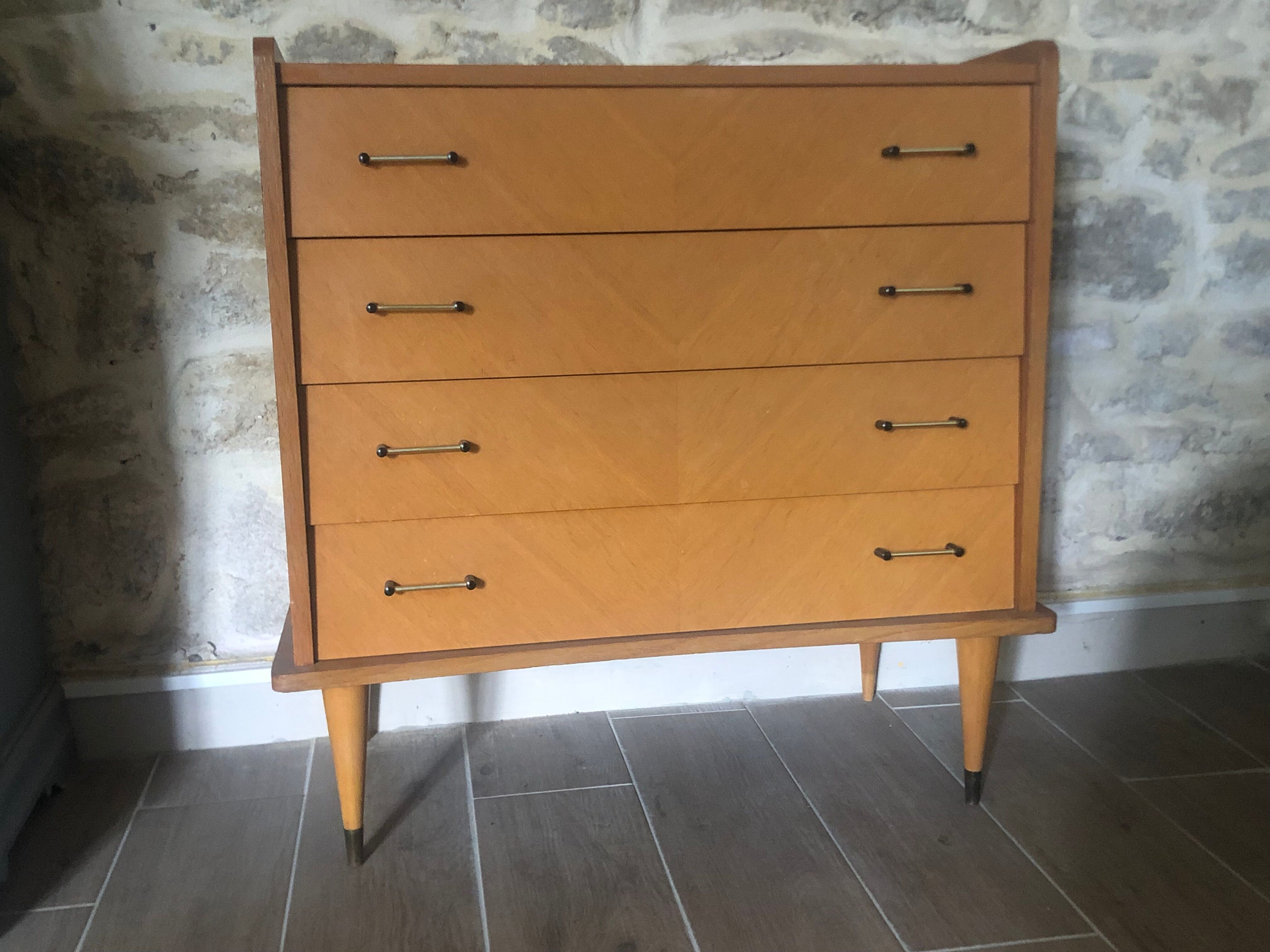 60s chest of drawers, compass feet