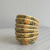 6 avocatiers en céramique barbotine colorée, motif fruits
