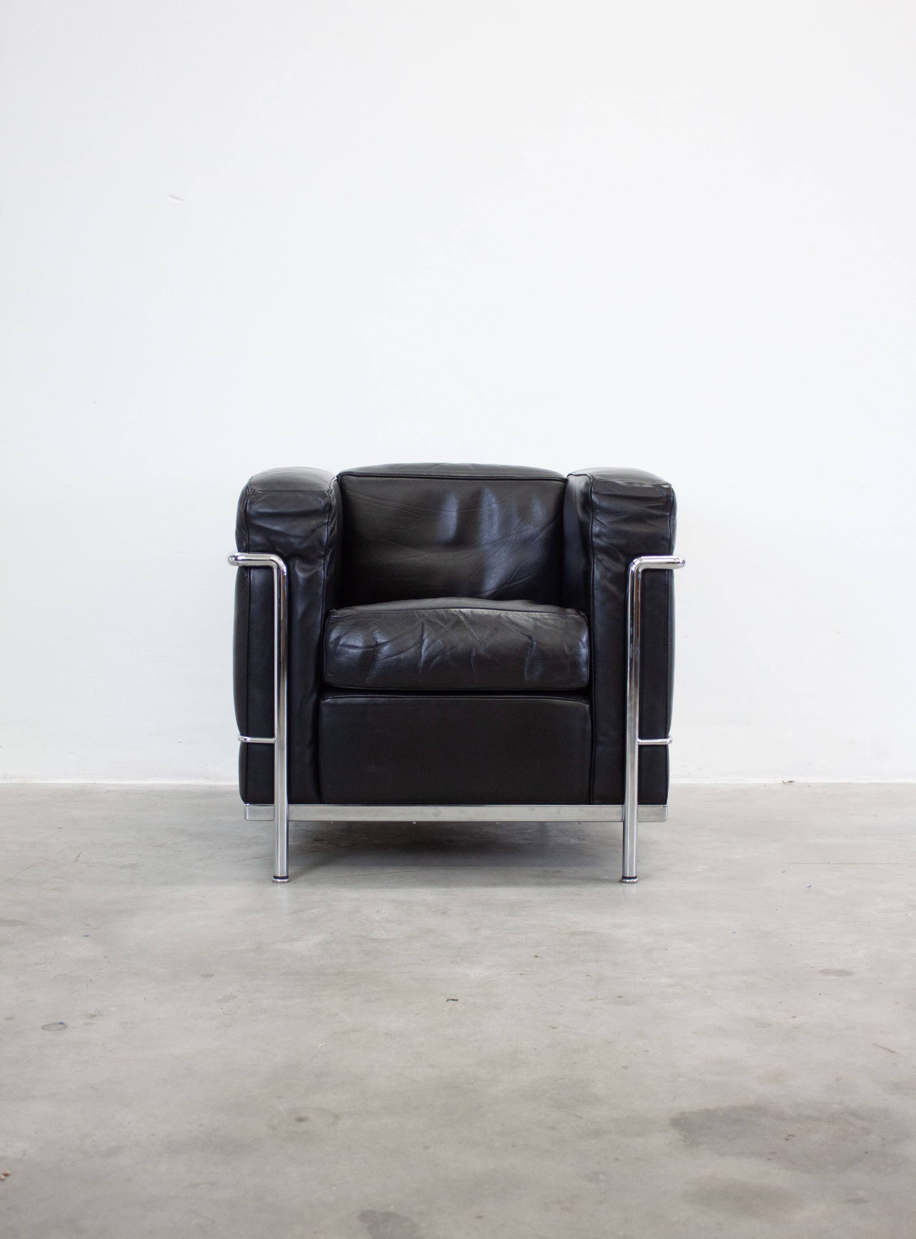 Chaise longue Cassina LC2 par Le Corbusier (Noir)
