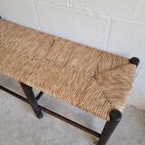 Banc paille et bois ancien