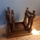 2 solid wood trundle tables, turned legs 80