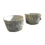 two round cement gardens, imitation of the bark