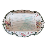 Old Longchamps Terre de Fer plate – Model 1428 – Floral decoration & raised asparagus – 39 x 23 cm