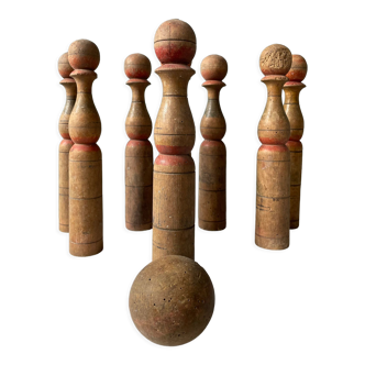 Old wooden bowling game turned late nineteenth century