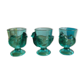 Set of 3 green glass shells
