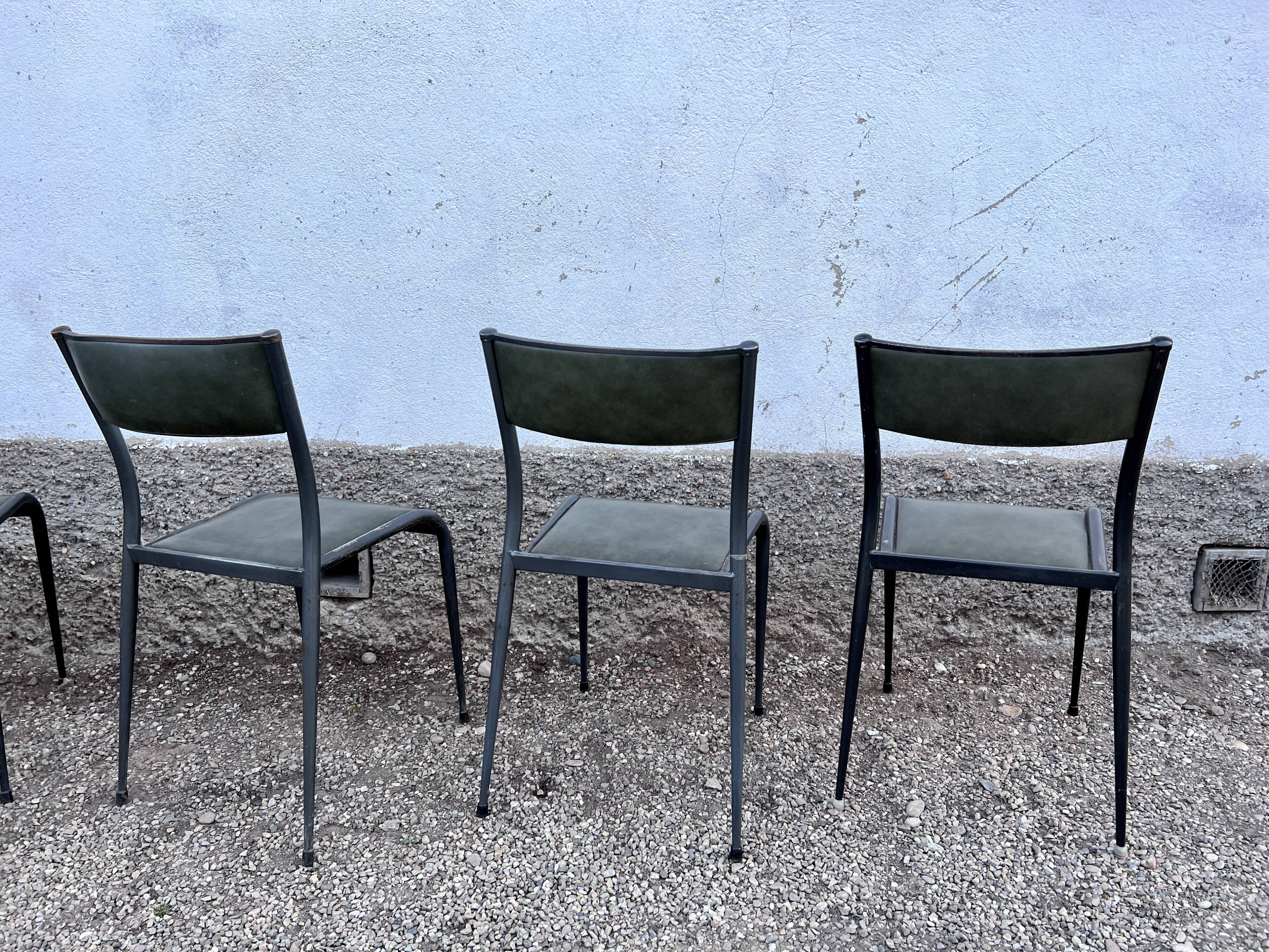 Series of 6 Industrial School Chairs - stackable