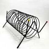 Porte-revues vintage en métal laqué noir – Design 1950s multicolore