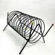 Vintage black lacquered metal magazine rack – 1950s multi-color design
