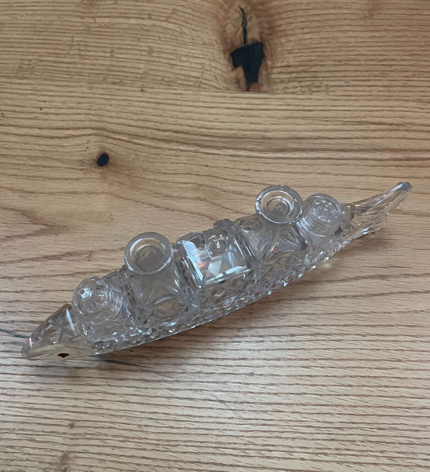 Antique condiment set, 6 pieces in cut crystal