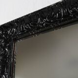Baroque black large oak fireplace mirror, France ca. 1850