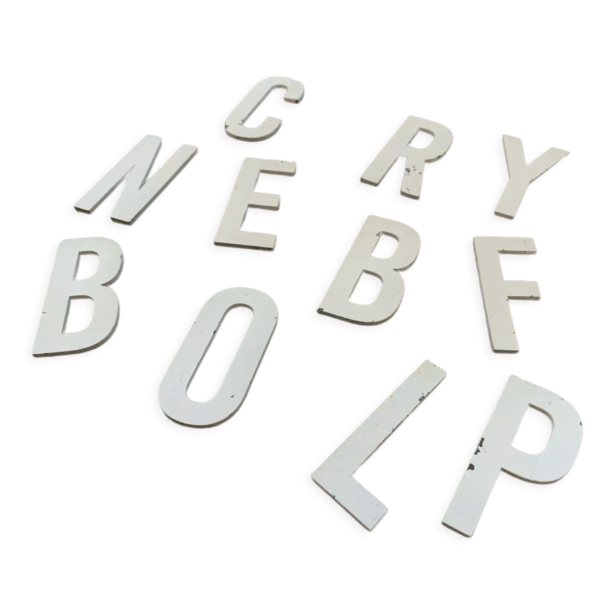 Set of 11 small old sign letters