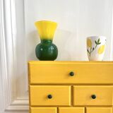 Vintage two-tone green and yellow vase