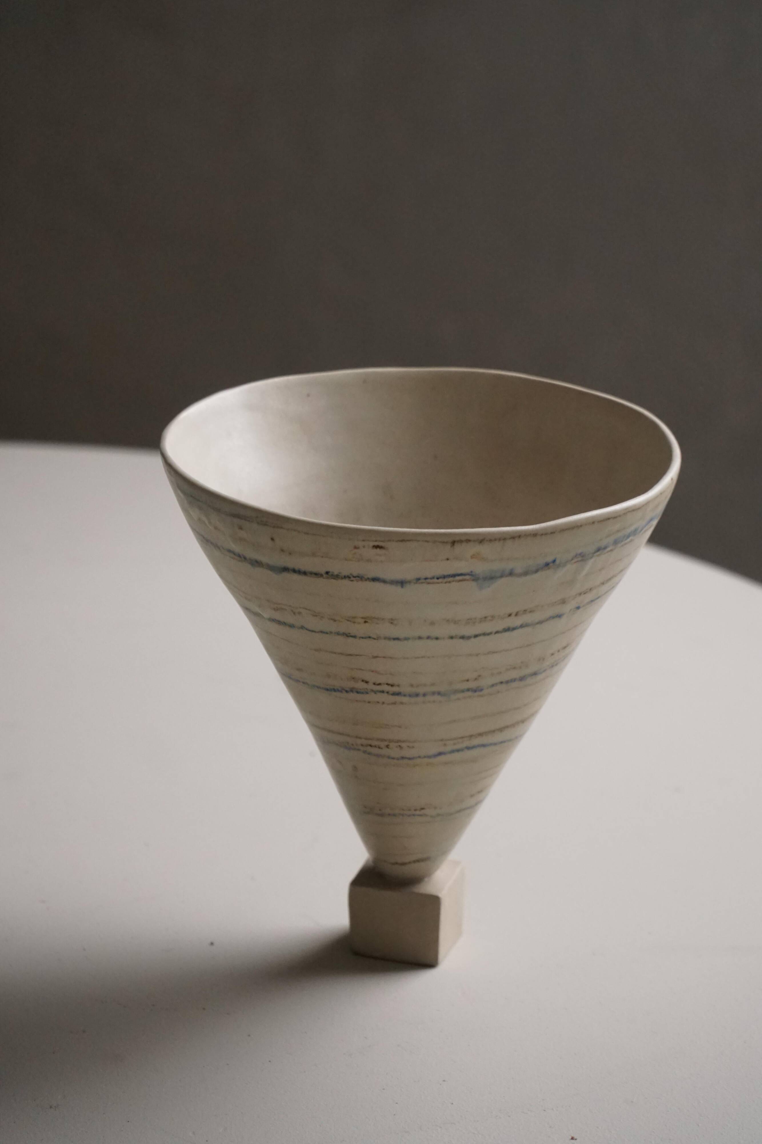 Decorative stoneware vase from mid-20th century, 1960s.