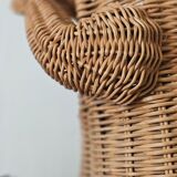 Vintage rattan frog magazine rack