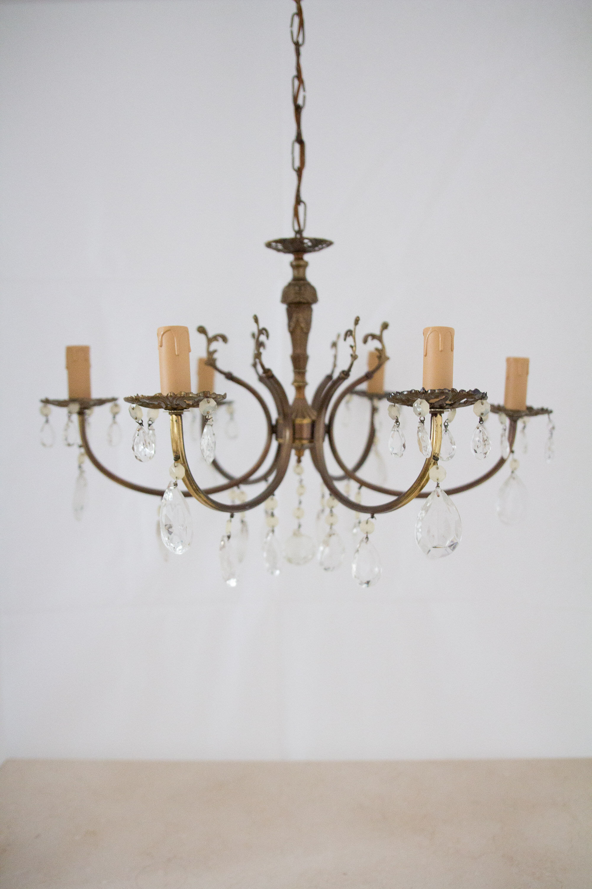 Six-light crystal chandelier
