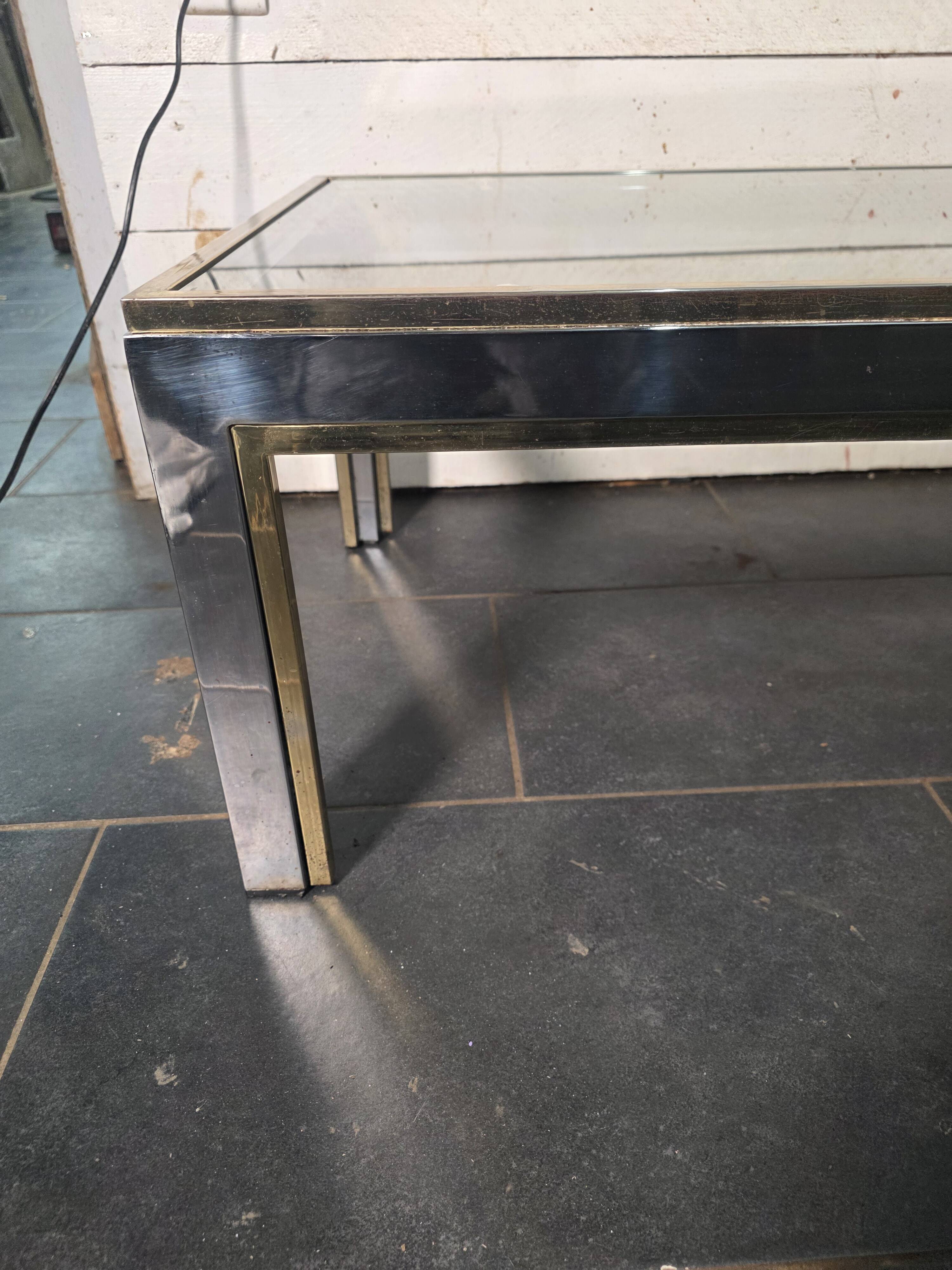 Chrome and gold metal coffee table by Romeo Rega from the 1970s.