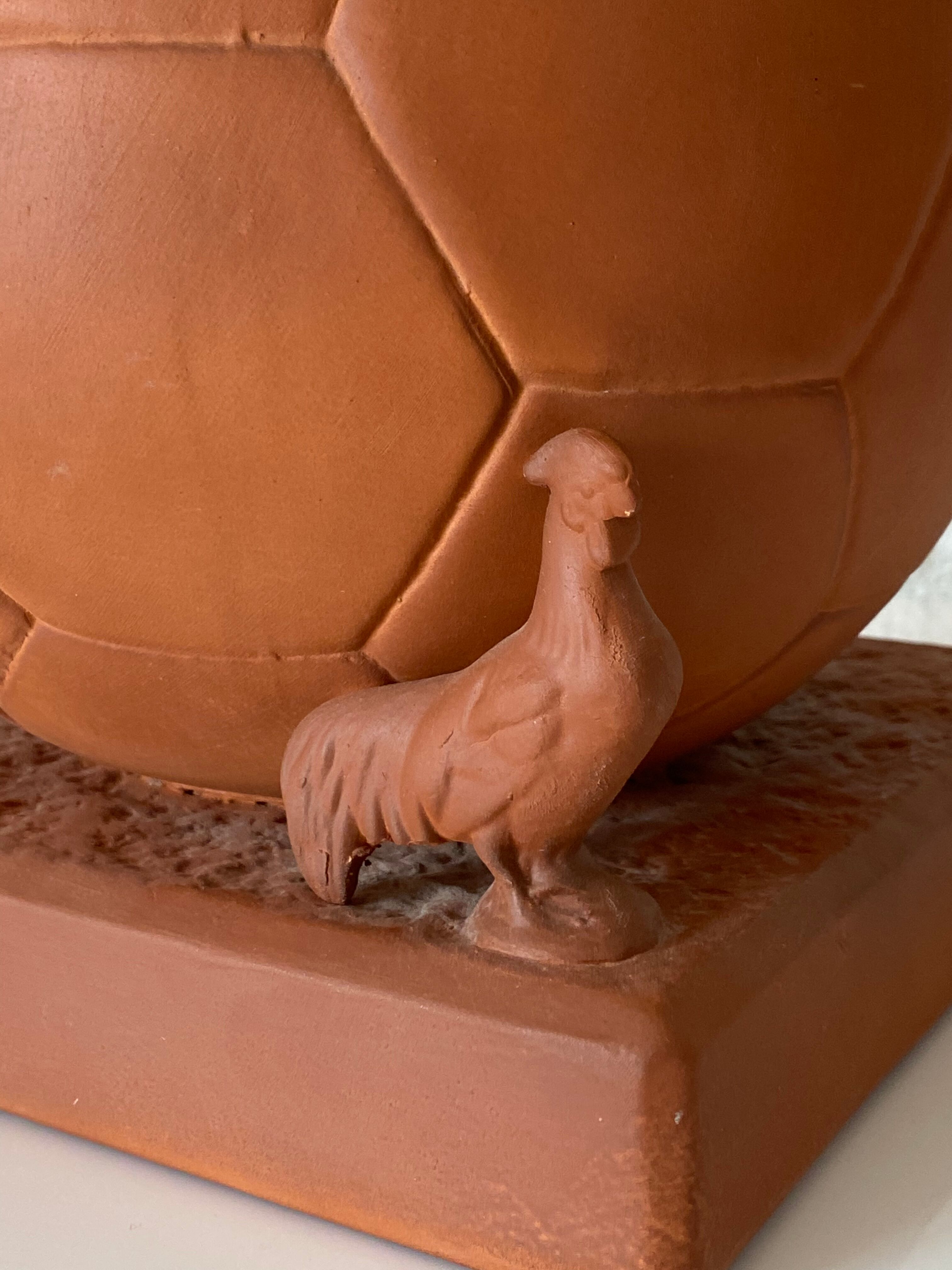 Football lamp and terracotta rooster from the 80s