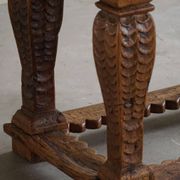 Antique Baroque dining table/desk in oak, Danish cabinetmaker, 19th century.