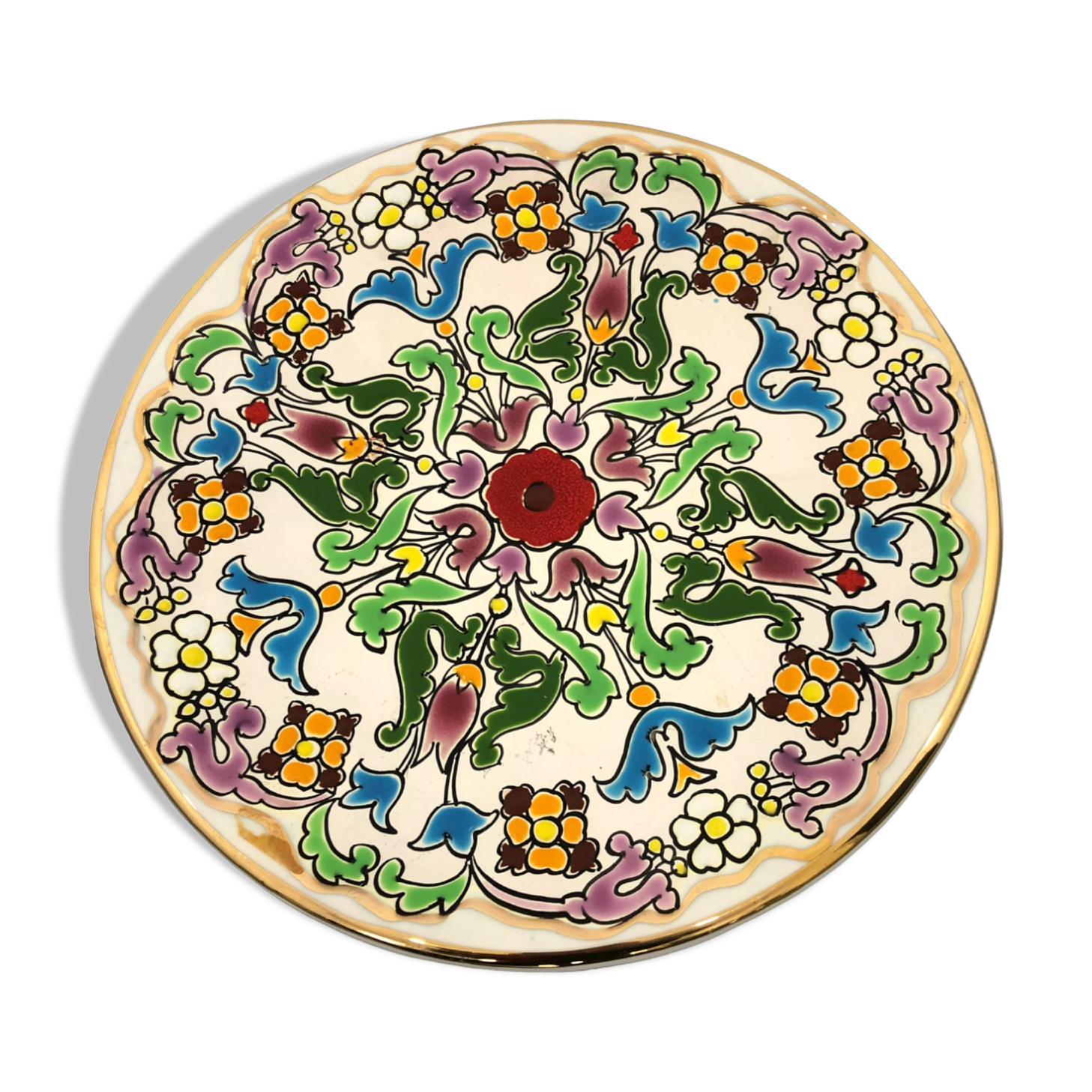 Decorative plate, made in spain floral, signed jose royo vilar, spain