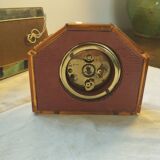 Two wall lights and matching alarm clock in rose mirrored glass