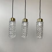 Lot 3 old vintage molded glass pendant lamps