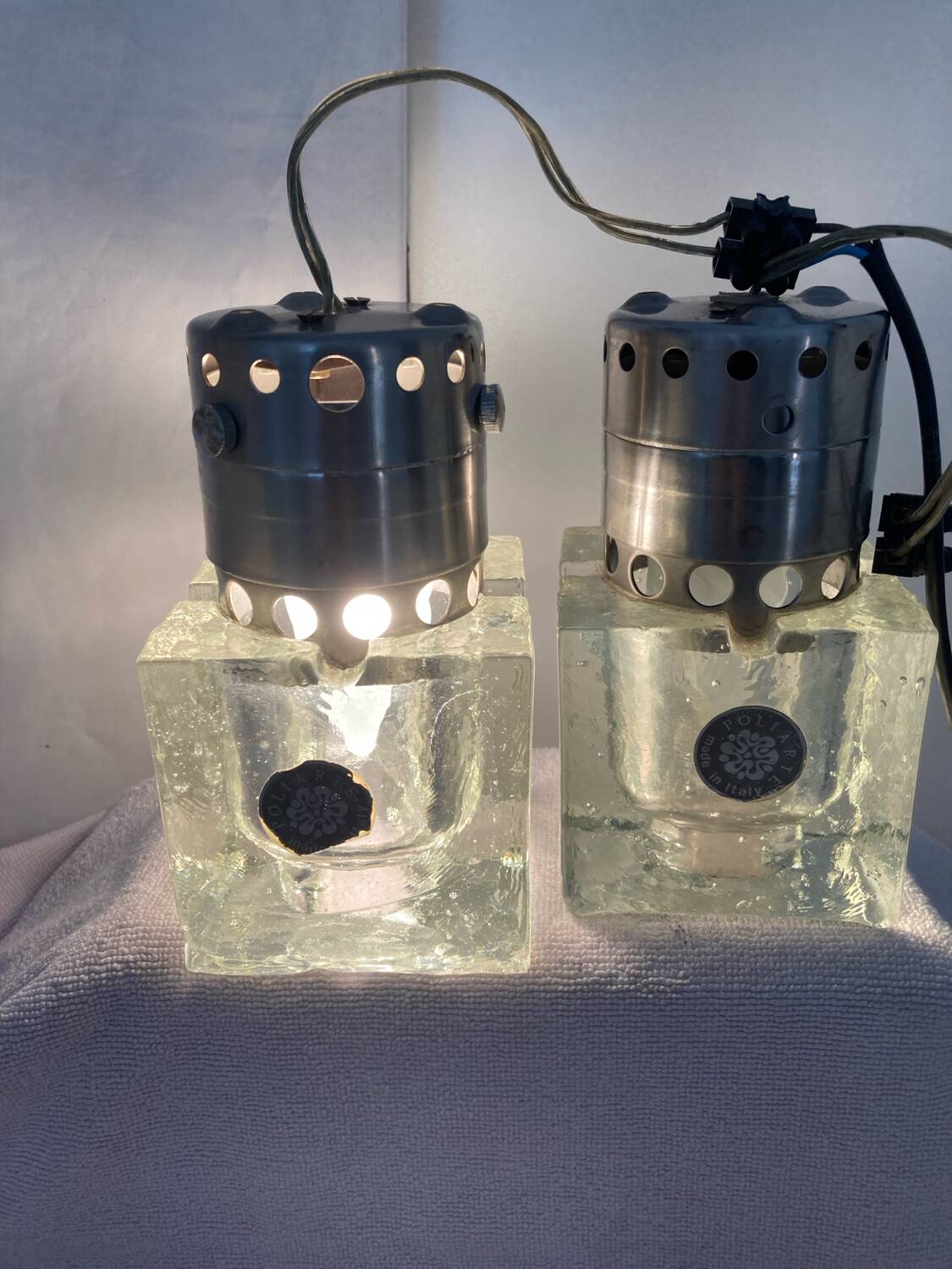 2 spotlights by Sciolari for Poliarte Murano glass vintage