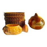 Service a poissons, 12 assiettes, soupière, saucière, sarreguemines