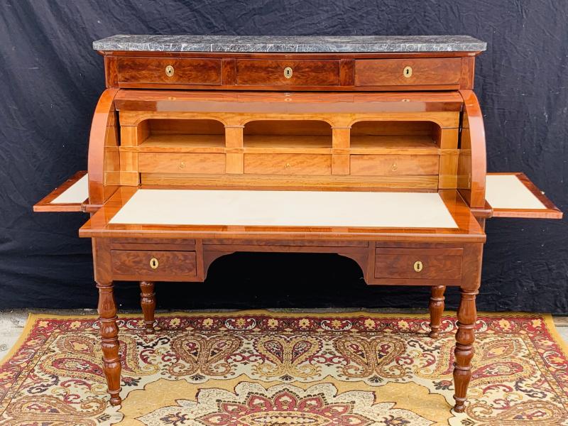 Vintage flamed mahogany cylinder desk