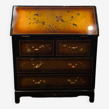 Lacquered secretary desk chest of drawers