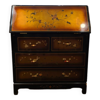 Lacquered secretary desk chest of drawers