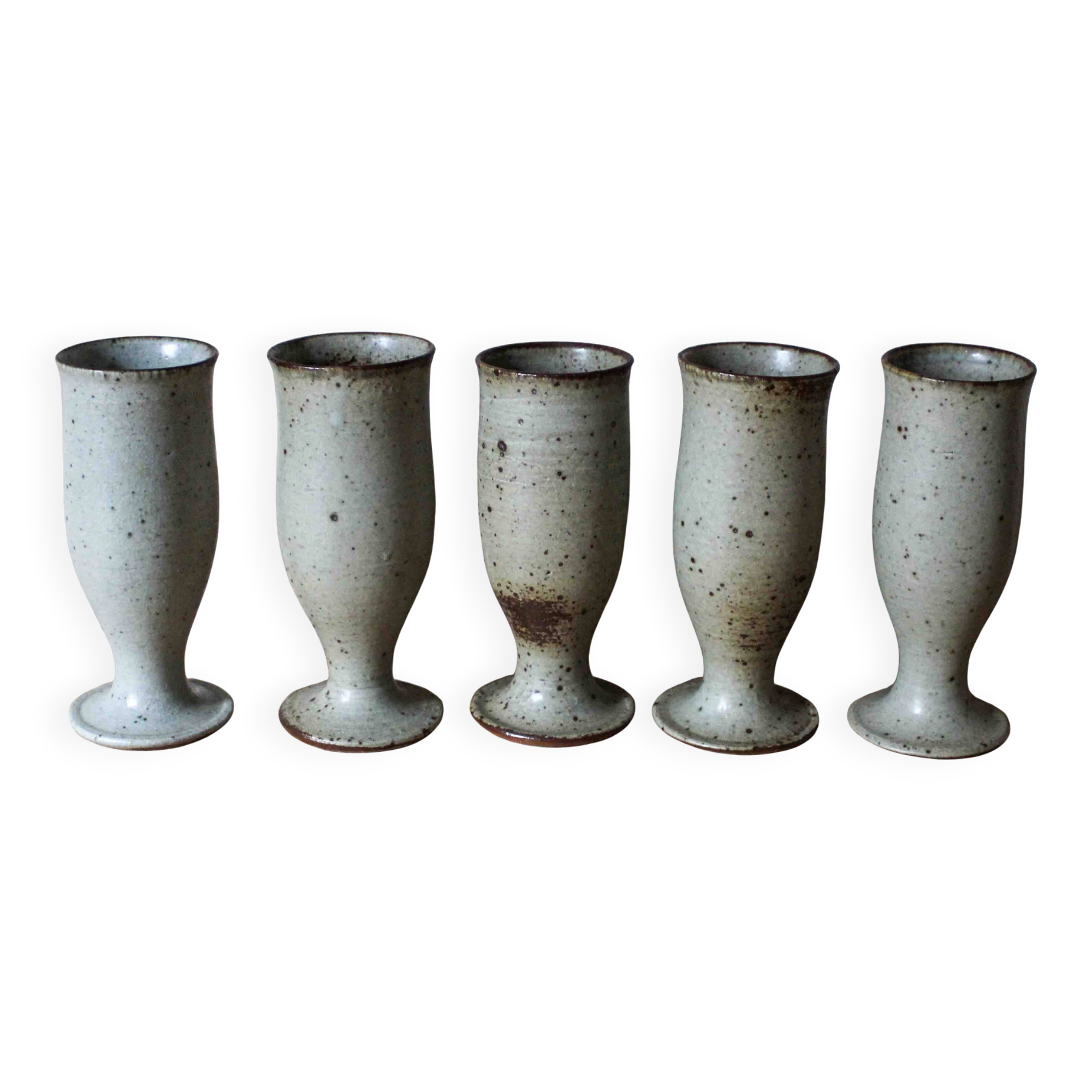 Lot de 5 verres à pied en grès - Poterie Le Cep