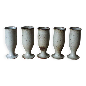 Set of 5 stemmed glasses in stoneware - Le Cep Pottery