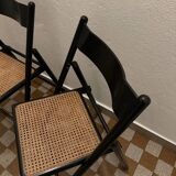 70s rattan cane folding chairs (X2)