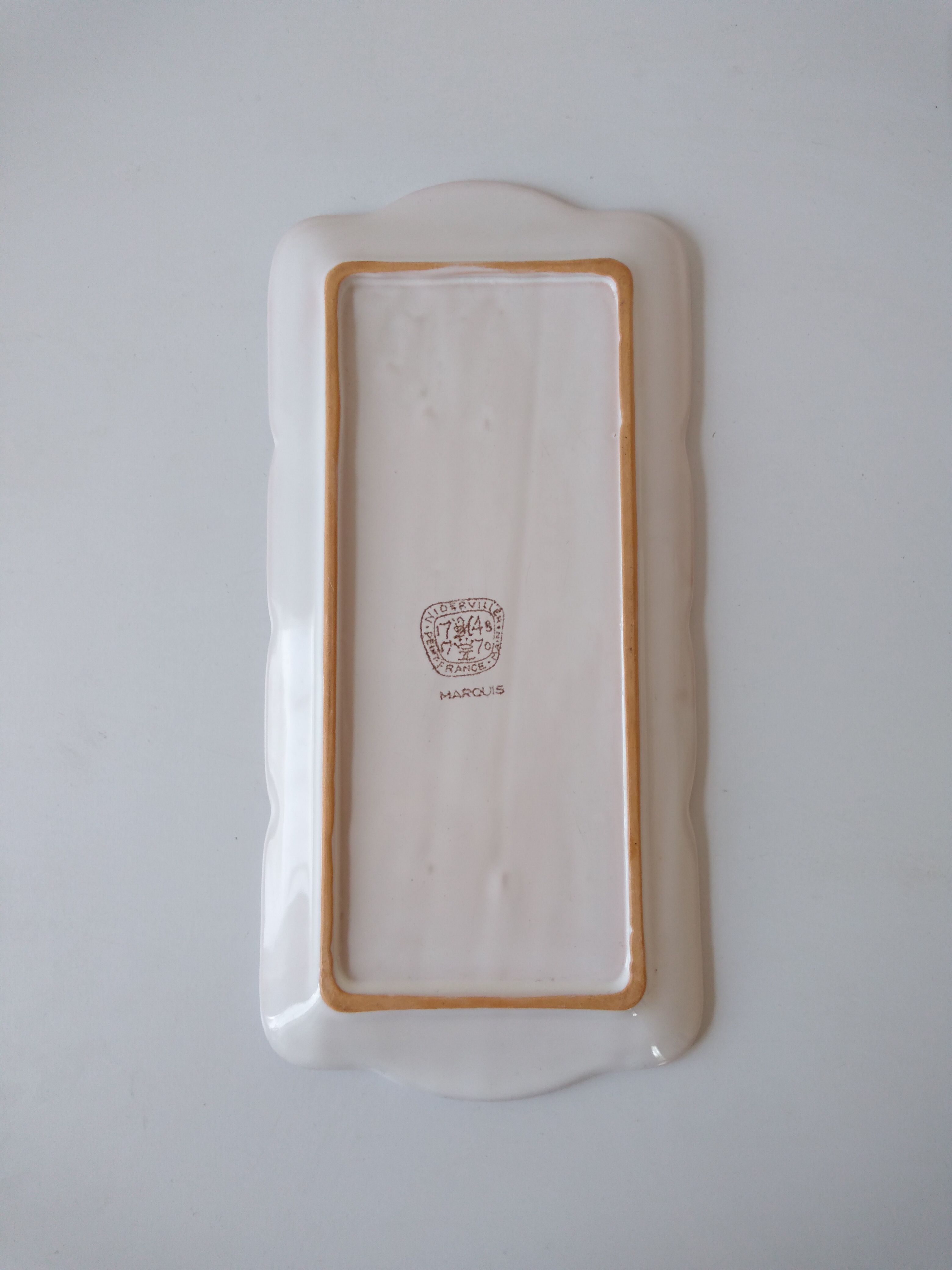 Antique dish in white ceramic and pink spring flowers Niderviller France