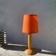 1980s orange turned wooden lamp
