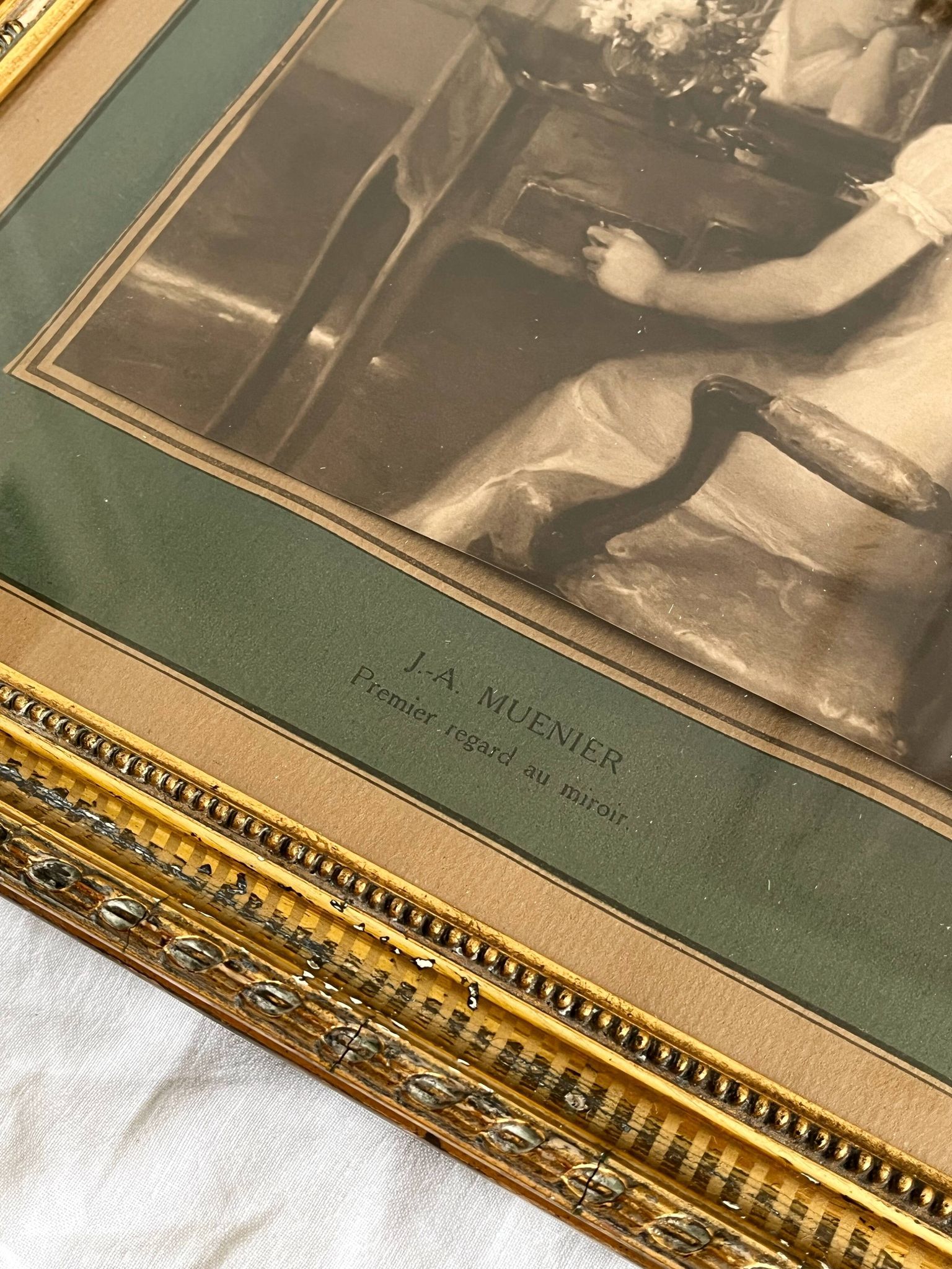 Framed old photograph, reproduction of a work by Jules Alexis Muenier