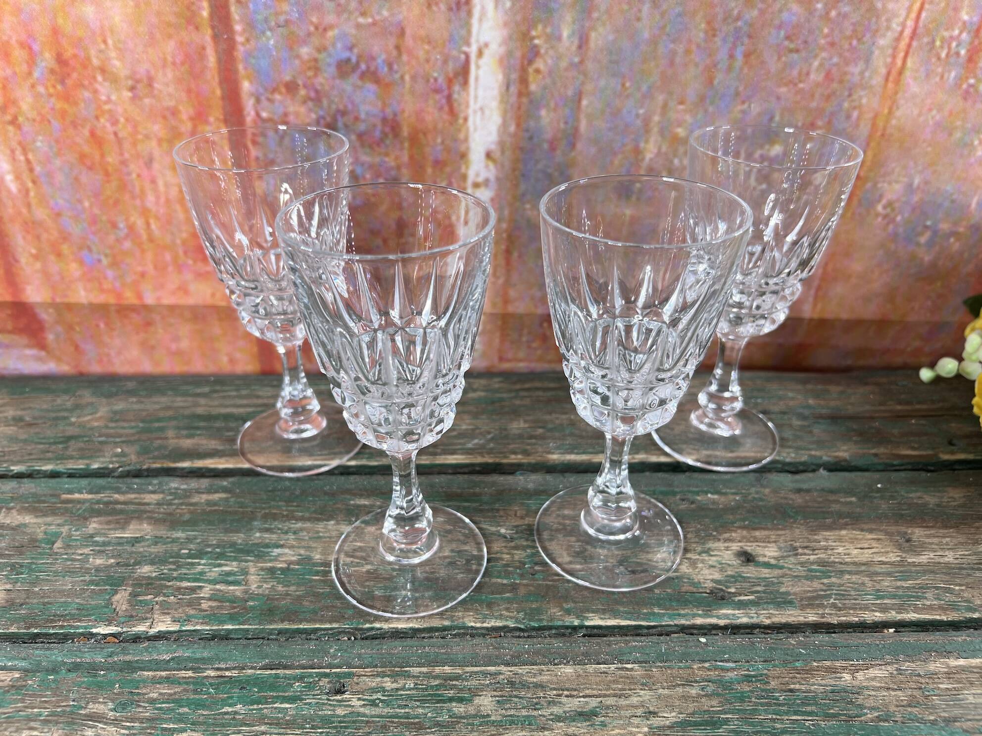 Set of 4 Cristal d'Arques Pompadour wine glasses height 13cm