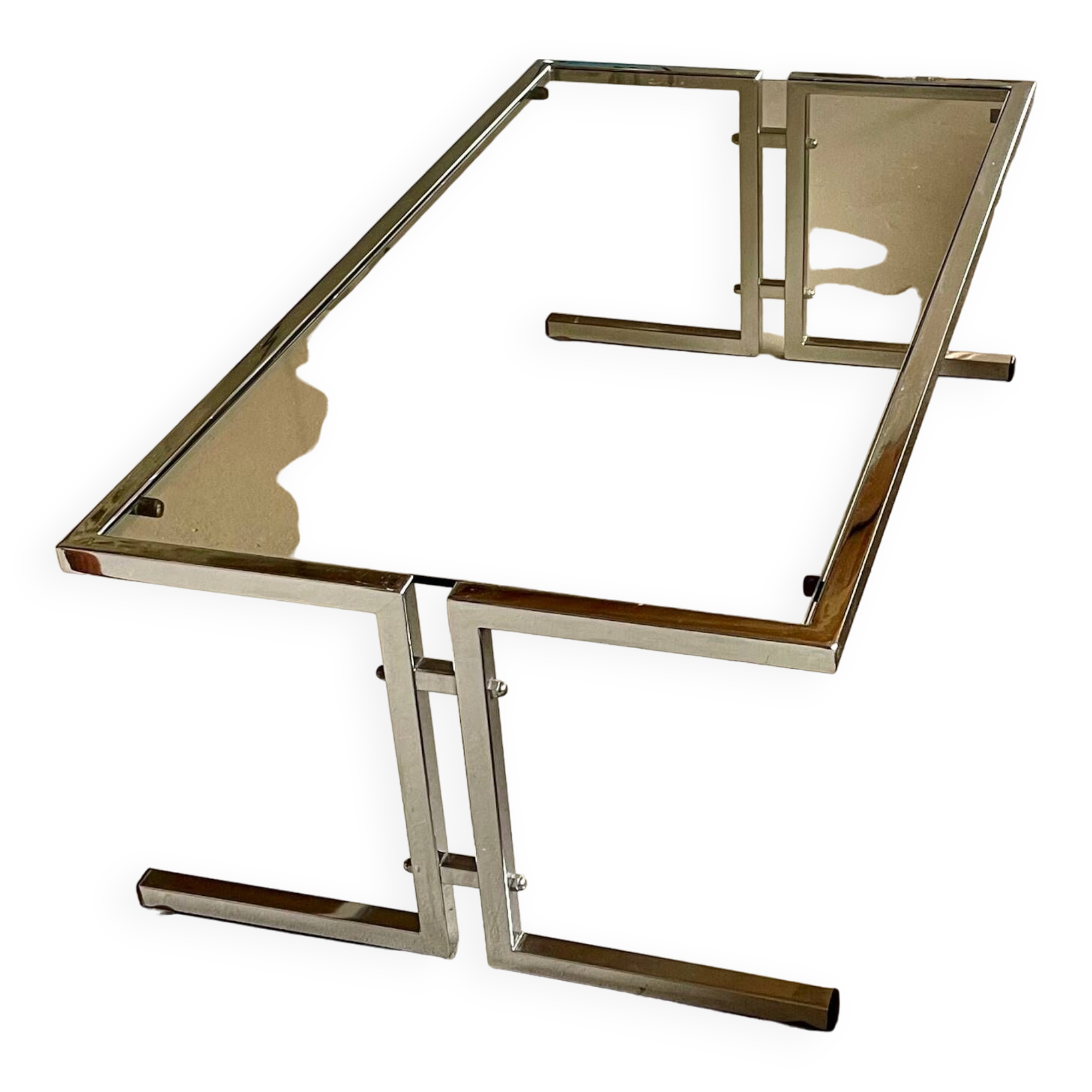 Vintage chrome and glass lounge table 1970