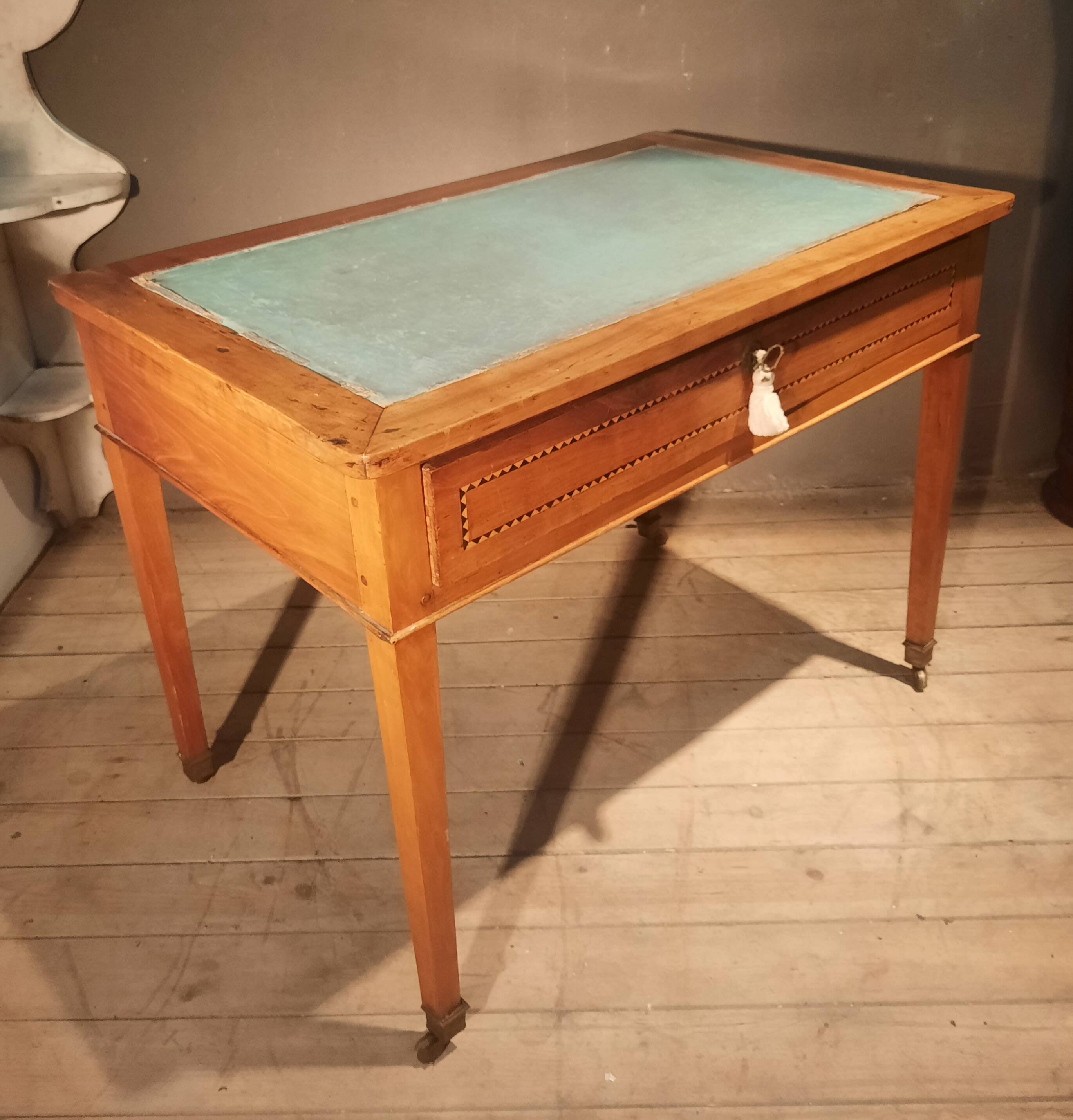 Yellow wooden writing table